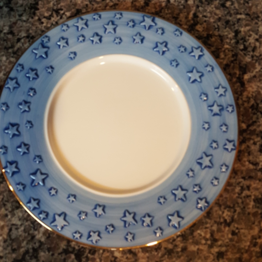 Este ce italy large plate charger cake platter 18K gold like new stars 12.5"